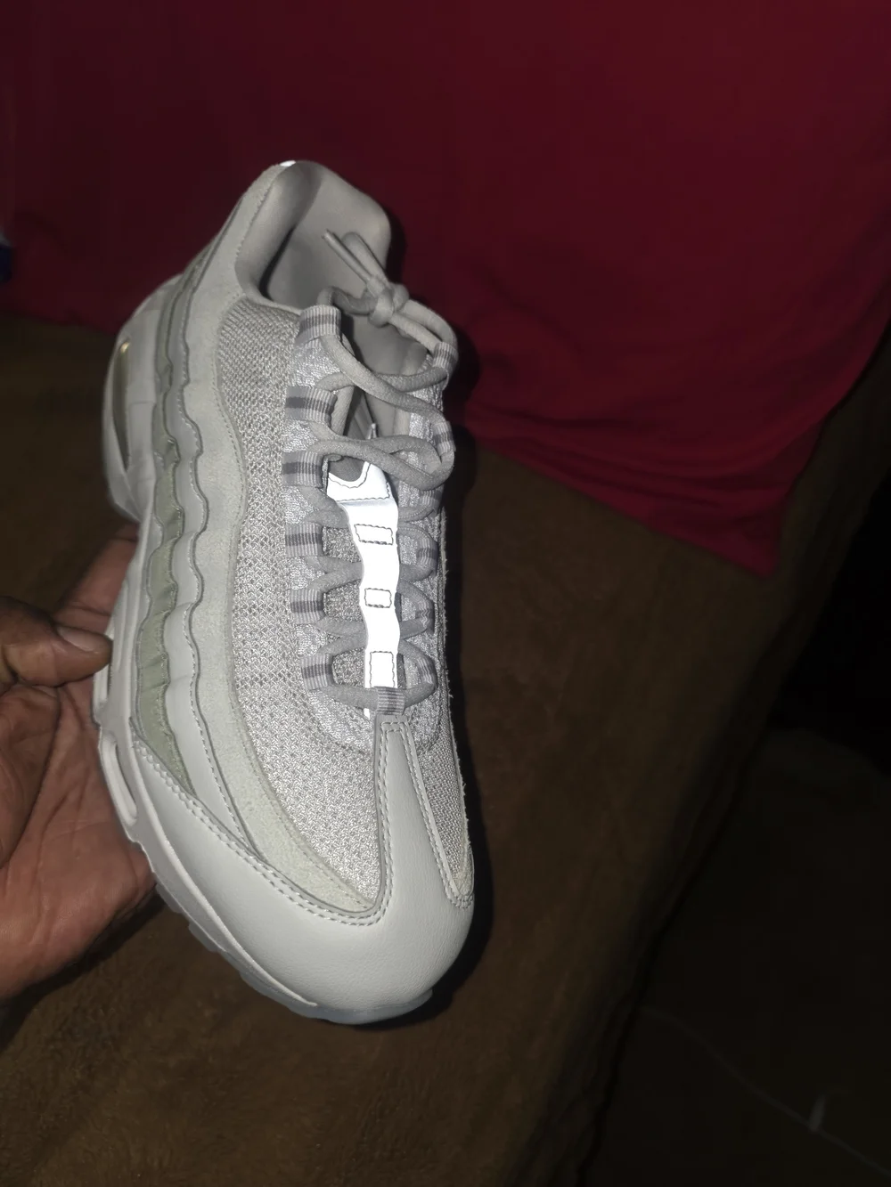 Nike Women’s Air Max 95 Sneaker - White with Light Gray & Purple